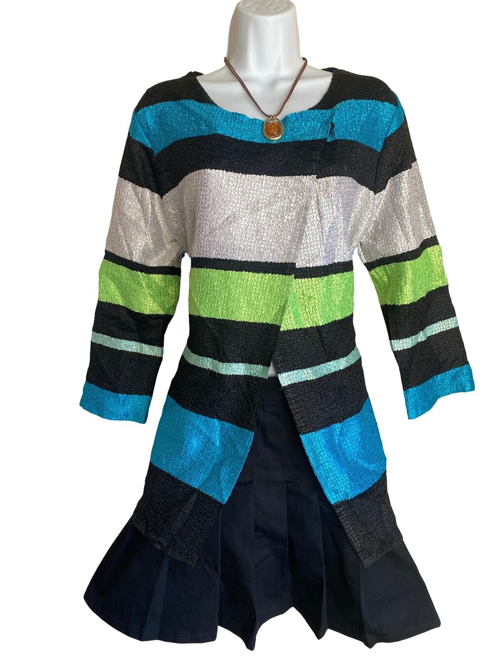 Vintage Berek M Striped Long Sleeve Blazer Jacket Artsy Festival Boho Whimsigoth
